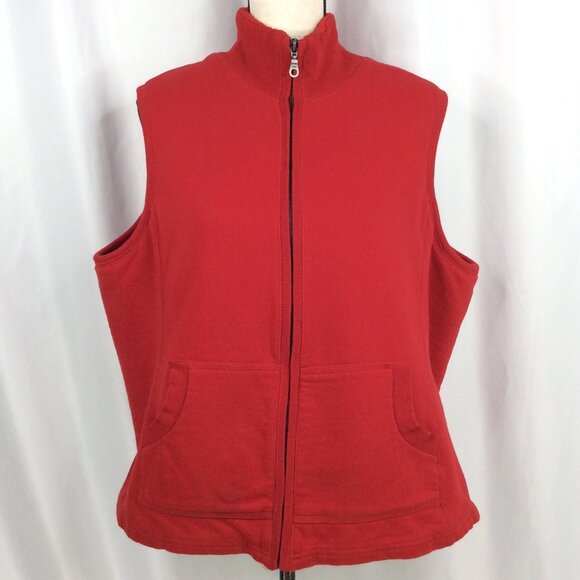 Coldwater Creek Sherpa Lined Vest Womens Plus Size 2X Full Zip Jersey Knit - Picture 1 of 9